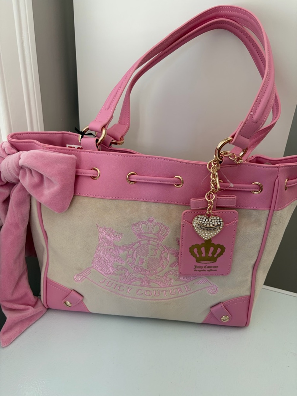 Juicy Couture Classic Scottie Dog tote daydreamer - Pink/Sandstone